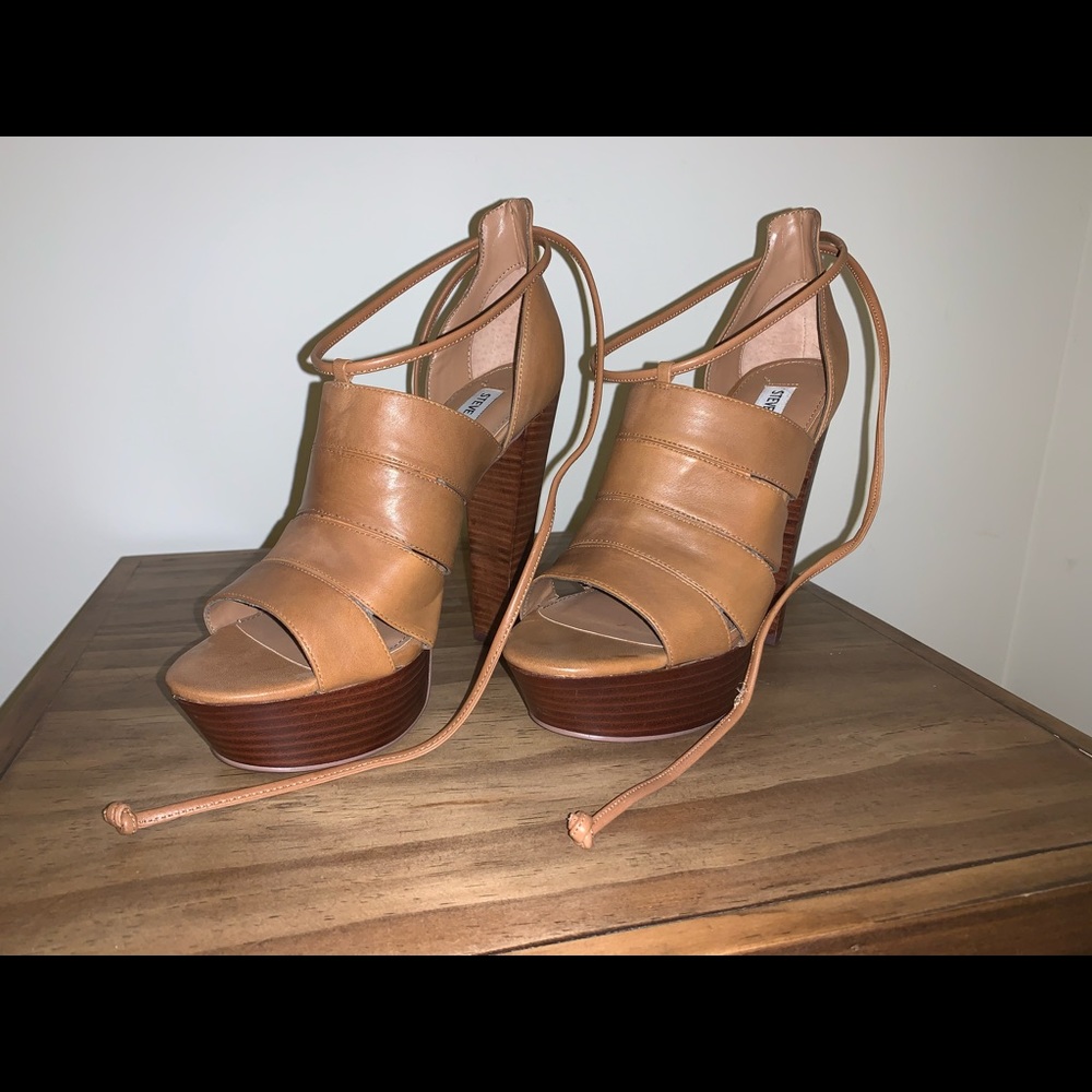 Steve Madden brown ankle strap heels